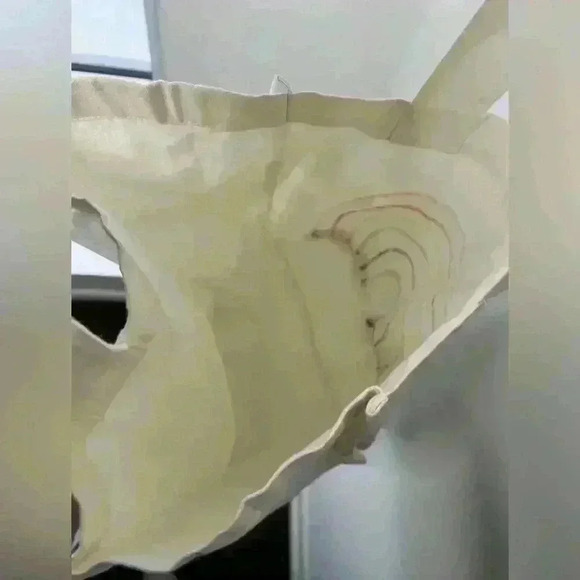 Handmade Rainbow Illustration Canvas Shoulder Bag Oversized  Tote Boho Travel - Picture 9 of 11